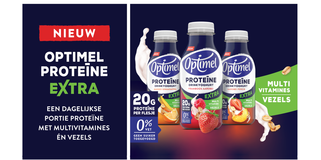 Optimel Proteïne Extra - een dagelijk portie proteïne met multivitamines en vezels!
