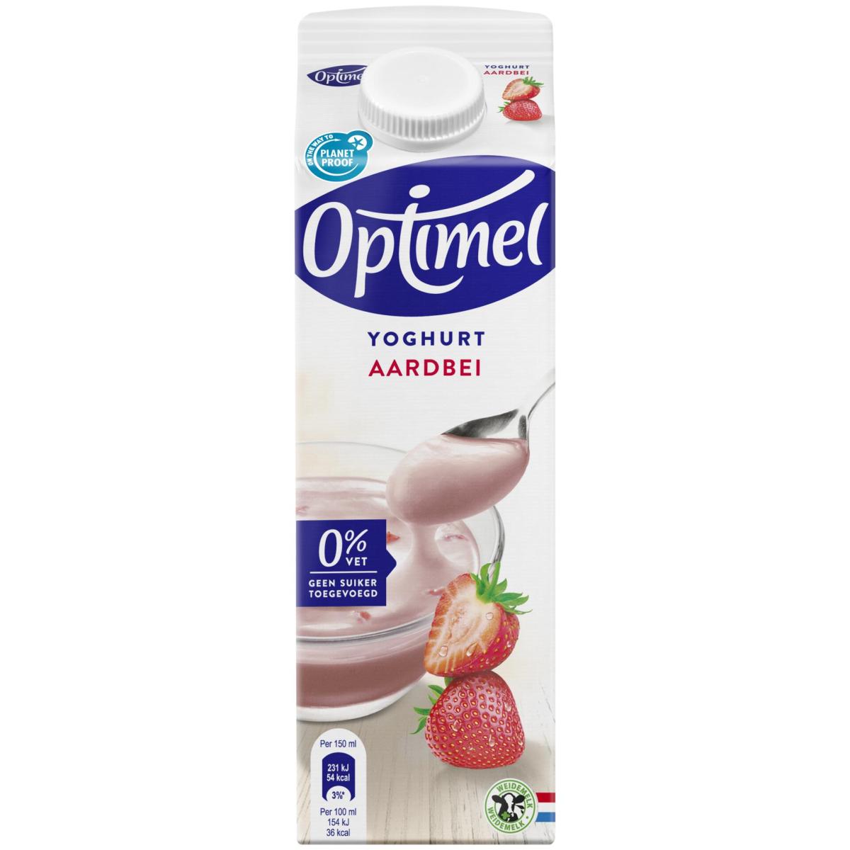 Optimel Magere yoghurt aardbei 0% vet 1L