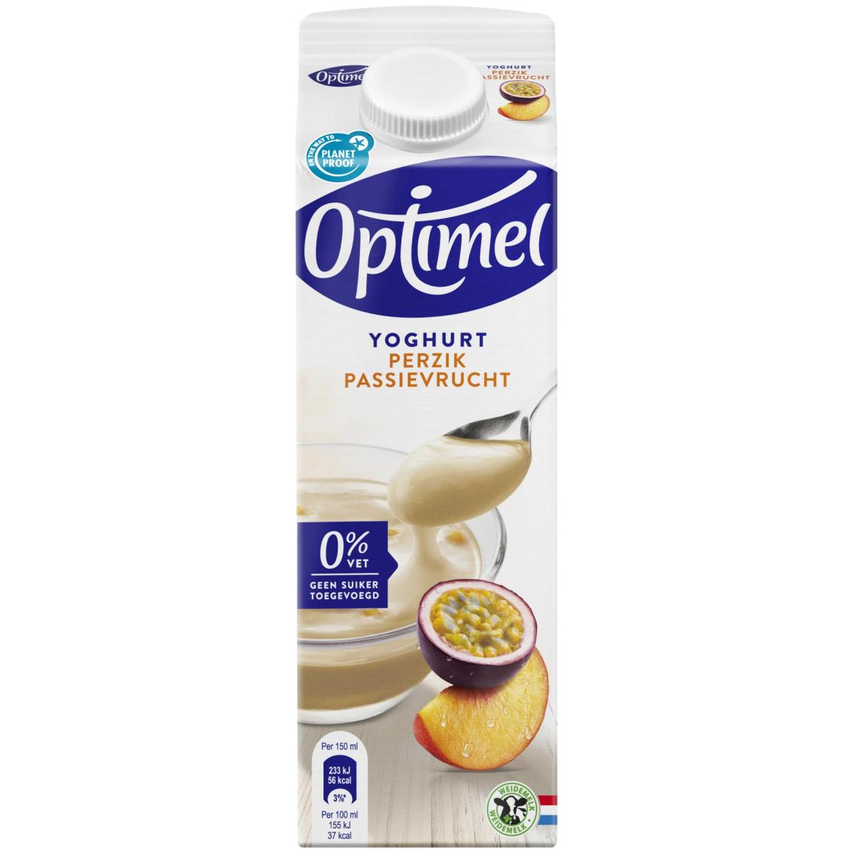 Optimel Magere yoghurt perzik passievrucht 0% vet 1L
