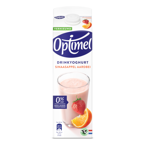 Optimel Drinkyoghurt Sinaasappel Aardbei 0% vet 1L