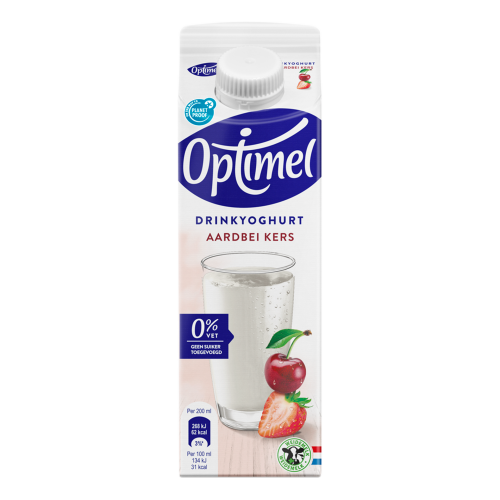 Optimel Drinkyoghurt aardbei kers 0% vet 1L
