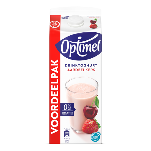 Optimel Drinkyoghurt Aardbei Kers 0% vet 1.5 L