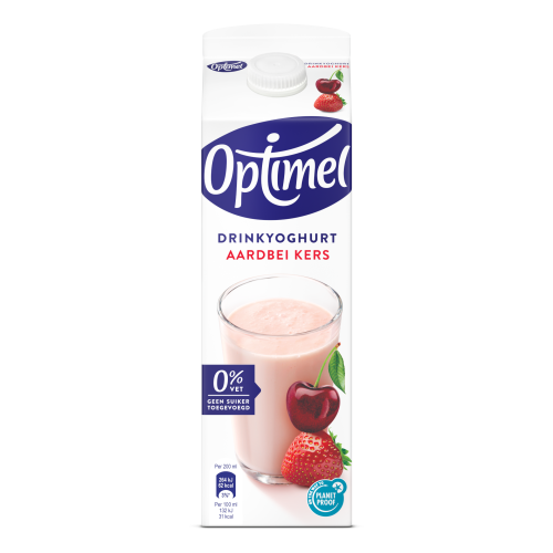 Optimel Drinkyoghurt Aardbei Kers 0% vet 1 L