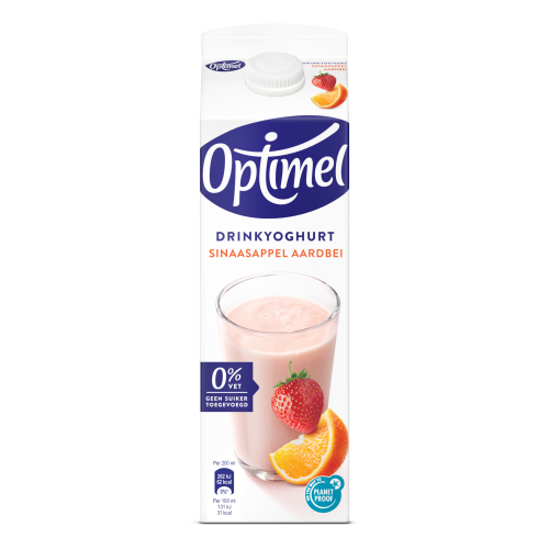 Optimel Drinkyoghurt Sinaasappel Aardbei 0% vet 1 L