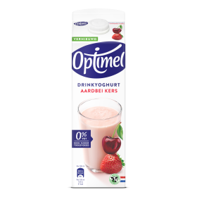 Optimel Drinkyoghurt aardbei kers 0% vet 1L