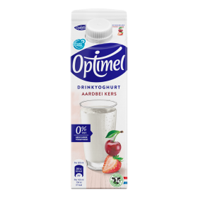 Optimel Drinkyoghurt aardbei kers 0% vet 1L