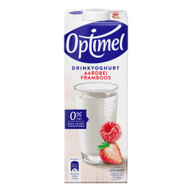 Optimel Langlekker Drinkyoghurt aardbei framboos 0% vet 1L