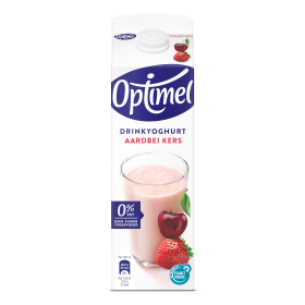 Optimel Drinkyoghurt Aardbei Kers 0% vet 1 L