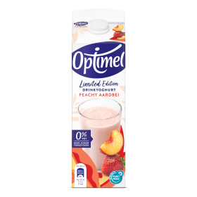 Optimel Drinkyoghurt Limited Edition Peachy Aardbei 0% vet 1 L 
